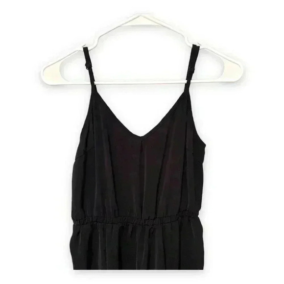 NUDE Wide-Leg Black High Leg Slits Sleeveless V-Neck Empire Waist Jumpsuit - Picture 3 of 6